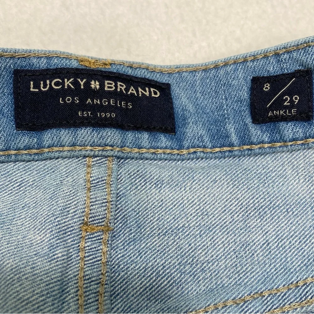 Lucky Brand High Rise Mom Jean Drew Frayed Hem Ankle Size 8/29 #1521 - Picture 12 of 12